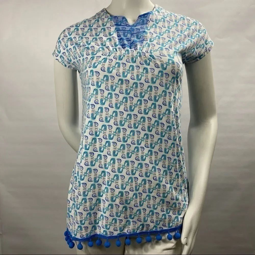 3For$20 HUE Mermaid Tassel Top Blue/White size: small